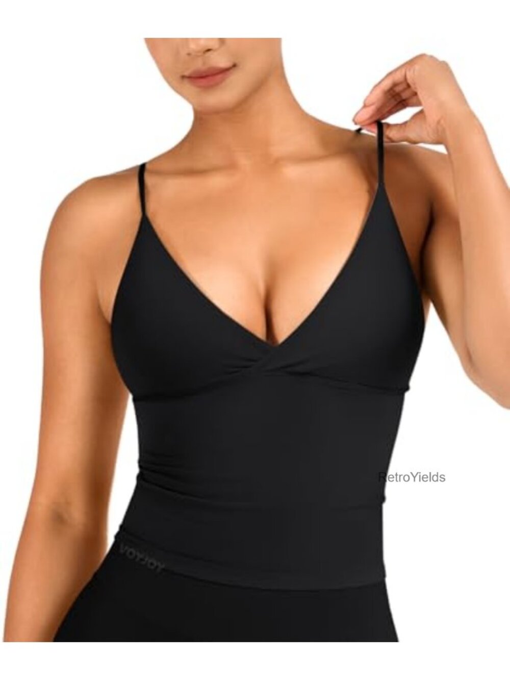 Women's Seamless Twist Front Backless Tank Top with Built-In Bra - Longline
